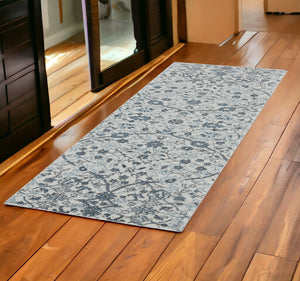 Homeroots 6' Charcoal And Gray Floral Power Loom Runner Rug - Stain Resistant, Stylish Design For Any Room 2' X 6' Polypropylene 531827