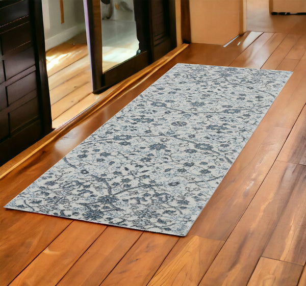 Homeroots 6' Charcoal And Gray Floral Power Loom Runner Rug - Stain Resistant, Stylish Design For Any Room 2' X 6' Polypropylene 531827