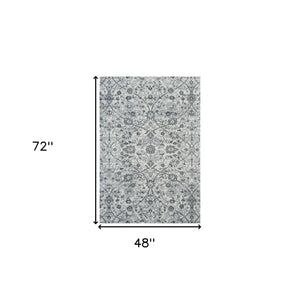 Homeroots 4' X 6' Charcoal And Gray Floral Power Loom Area Rug  Polypropylene 531828