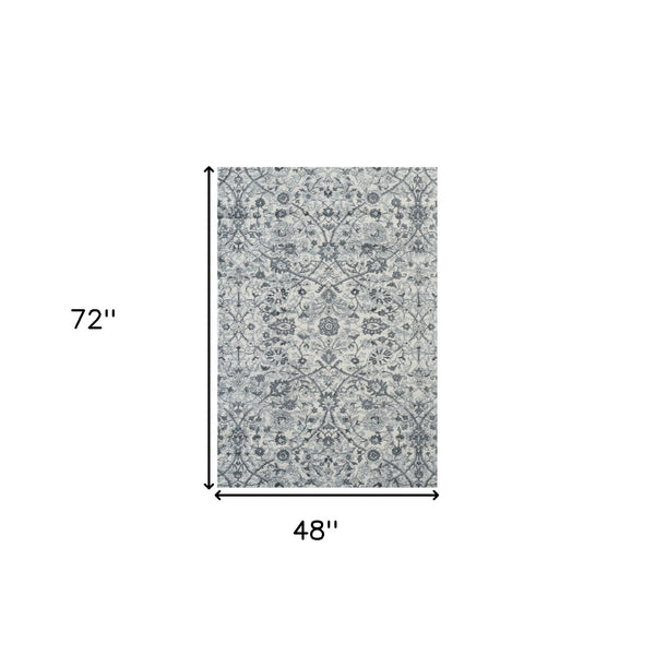 Homeroots 4' X 6' Charcoal And Gray Floral Power Loom Area Rug  Polypropylene 531828