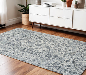 Homeroots 4' X 6' Charcoal And Gray Floral Power Loom Area Rug  Polypropylene 531828