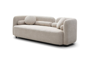 English Elm Luxury Three-Seater Modern Couch: Light Beige Boucle Velvet Sofa For Comfort In Home & Office Spaces W2664P381641