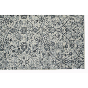 Homeroots 10' Charcoal And Gray Floral Power Loom Runner Rug  Polypropylene 531829