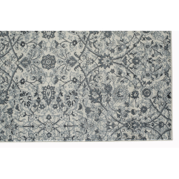Homeroots 10' Charcoal And Gray Floral Power Loom Runner Rug  Polypropylene 531829