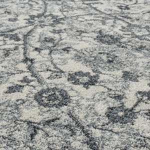 Homeroots 10' Charcoal And Gray Floral Power Loom Runner Rug  Polypropylene 531829