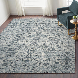 Homeroots 5' X 8' Charcoal And Gray Floral Power Loom Area Rug  Polypropylene 531830