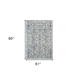 Homeroots 5' X 8' Charcoal And Gray Floral Power Loom Area Rug  Polypropylene 531830