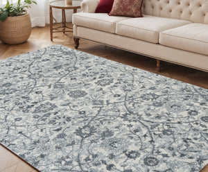 Homeroots 5' X 8' Charcoal And Gray Floral Power Loom Area Rug  Polypropylene 531830