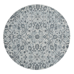 Homeroots 6' Charcoal And Gray Floral Power Loom Round Rug  Polypropylene 531831