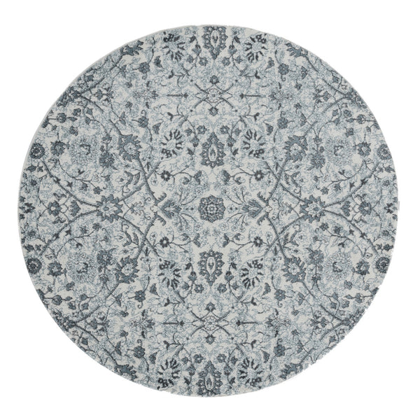 Homeroots 6' Charcoal And Gray Floral Power Loom Round Rug  Polypropylene 531831