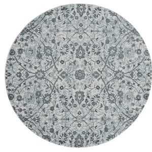 Homeroots 6' Charcoal And Gray Floral Power Loom Round Rug  Polypropylene 531831