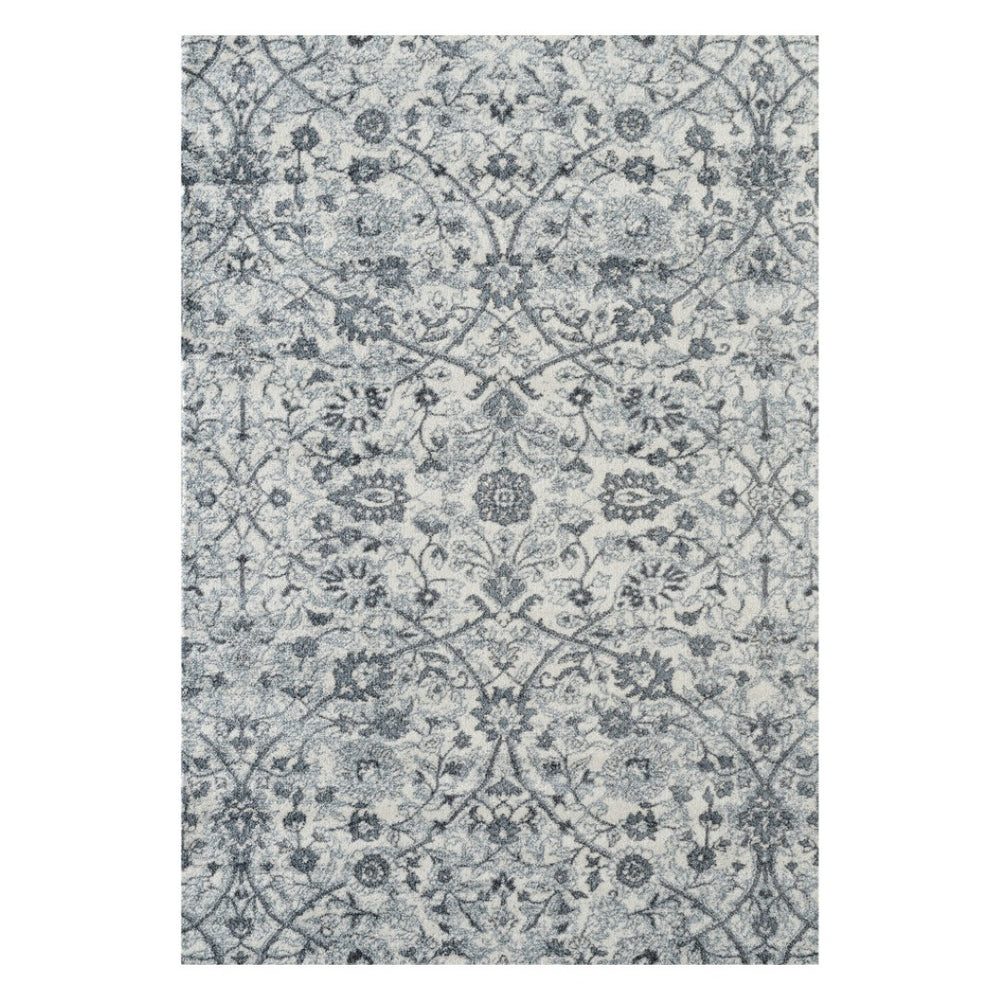 HomeRoots 5' Charcoal and Ivory Floral Area Rug – Durable, Stain-Resistant Design for Stylish Homes and Spaces 8' X 10' 531832