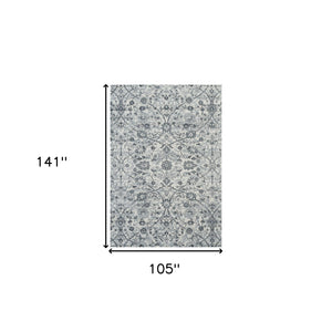Homeroots 9' X 12' Charcoal And Gray Floral Power Loom Area Rug  Polypropylene 531833