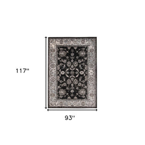 HomeRoots 5' Timeless Ivory, Black & Gray Oriental Area Rug - Durable, Stain-Resistant Elegance for Any Room 8' X 10' 531840