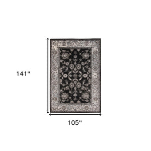 HomeRoots 5' Timeless Ivory, Black & Gray Oriental Area Rug - Durable, Stain-Resistant Elegance for Any Room 9' X 12' 531841