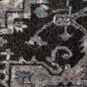 HomeRoots 5' Black and Gray Medallion Area Rug - Contemporary Elegance, Durable Design for Any Living Space 6' Round 531847
