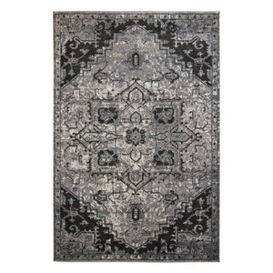 HomeRoots 5' Black and Gray Medallion Area Rug - Contemporary Elegance, Durable Design for Any Living Space 8' X 10' 531848