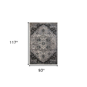 HomeRoots 5' Black and Gray Medallion Area Rug - Contemporary Elegance, Durable Design for Any Living Space 8' X 10' 531848