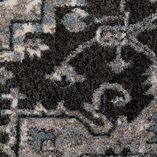 HomeRoots 5' Black and Gray Medallion Area Rug - Contemporary Elegance, Durable Design for Any Living Space 9' X 12' 531849