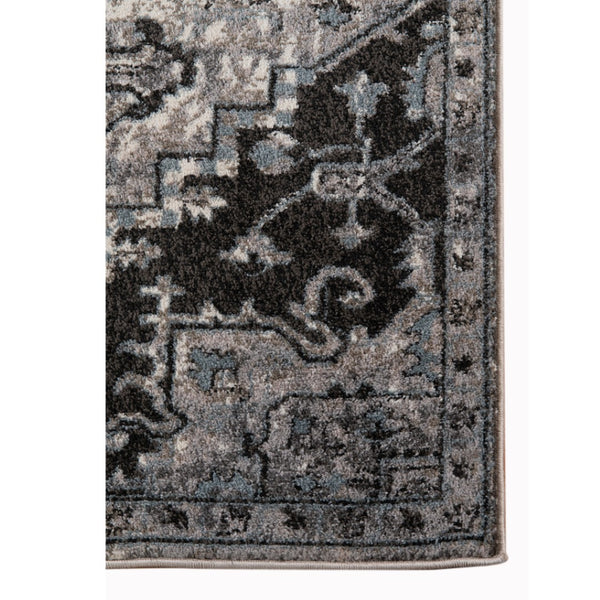 HomeRoots 5' Black and Gray Medallion Area Rug - Contemporary Elegance, Durable Design for Any Living Space 9' X 12' 531849