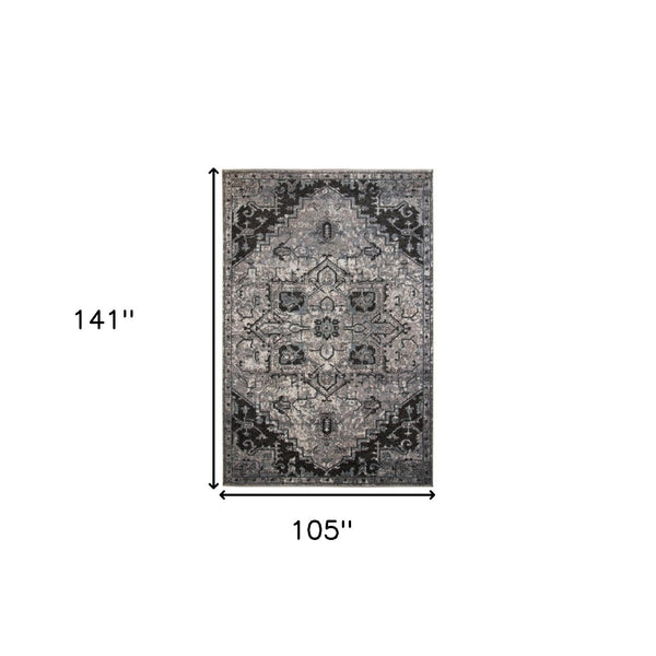 HomeRoots 5' Black and Gray Medallion Area Rug - Contemporary Elegance, Durable Design for Any Living Space 9' X 12' 531849
