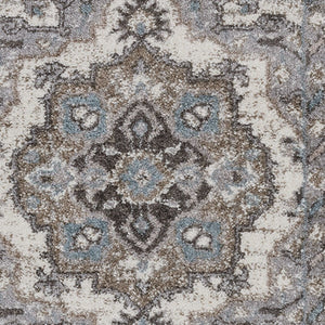 Homeroots 6' Ivory Taupe And Gray Medallion Power Loom Runner Rug - Stain Resistant, Stylish, And Durable! 2' X 6' Polypropylene 531851