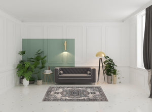 HomeRoots 5' Elegant Ivory Taupe and Gray Medallion Area Rug - Durable, Stain-Resistant Design for Any Space 5' X 8' 531854