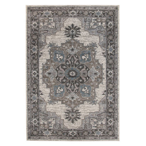 HomeRoots 5' Elegant Ivory Taupe and Gray Medallion Area Rug - Durable, Stain-Resistant Design for Any Space 8' X 10' 531856