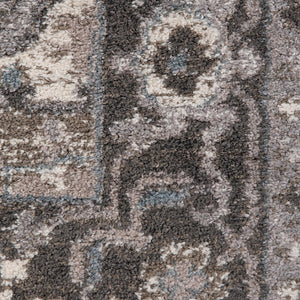 HomeRoots 5' Elegant Ivory Taupe and Gray Medallion Area Rug - Durable, Stain-Resistant Design for Any Space 9' X 12' 531857