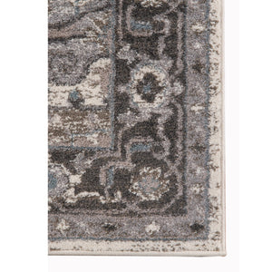 HomeRoots 5' Elegant Ivory Taupe and Gray Medallion Area Rug - Durable, Stain-Resistant Design for Any Space 9' X 12' 531857