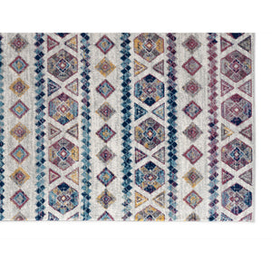 Homeroots 6' Ivory Blue And Orange Geometric Power Loom Runner Rug - Stylish, Stain Resistant For Any Room 2' X 6' Polypropylene 531859