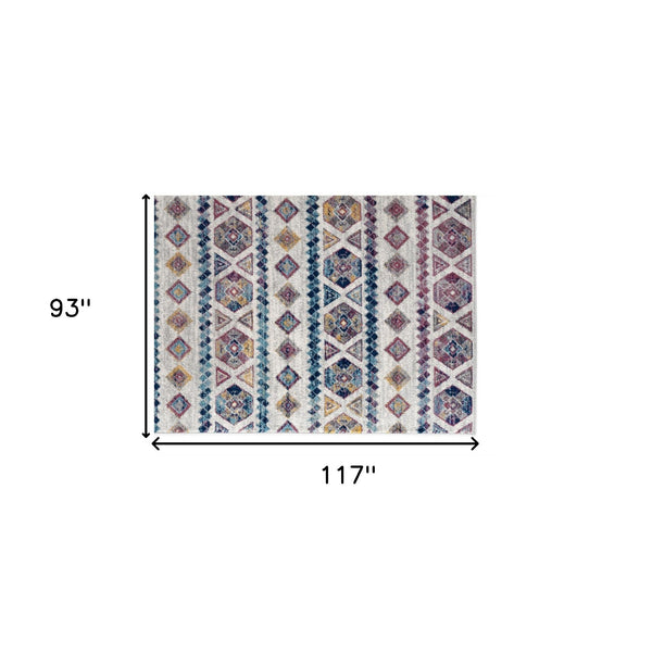 Homeroots 8' X 10' Ivory Blue And Orange Geometric Power Loom Area Rug  Polypropylene 531864