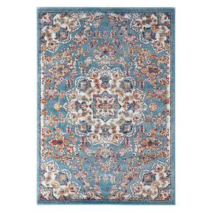 Homeroots 5' X 8' Ivory Blue And Orange Medallion Power Loom Area Rug  Polypropylene 531870