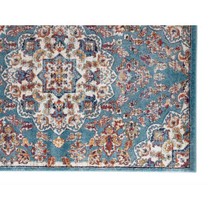 Homeroots 5' X 8' Ivory Blue And Orange Medallion Power Loom Area Rug  Polypropylene 531870