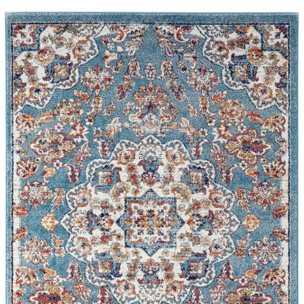 Homeroots 5' X 8' Ivory Blue And Orange Medallion Power Loom Area Rug  Polypropylene 531870
