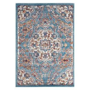 Homeroots 5' X 8' Ivory Blue And Orange Medallion Power Loom Area Rug  Polypropylene 531870