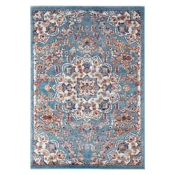 Homeroots 9' X 12' Ivory Blue And Orange Medallion Power Loom Area Rug  Polypropylene 531873