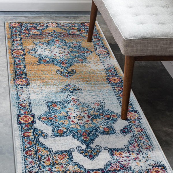 Homeroots 6' Colorful Medallion Power Loom Runner Rug – Stain Resistant, Soft Texture For Stylish Spaces 2' X 6' Polypropylene 531875