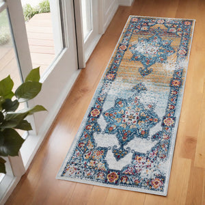 Homeroots 6' Colorful Medallion Power Loom Runner Rug – Stain Resistant, Soft Texture For Stylish Spaces 2' X 6' Polypropylene 531875