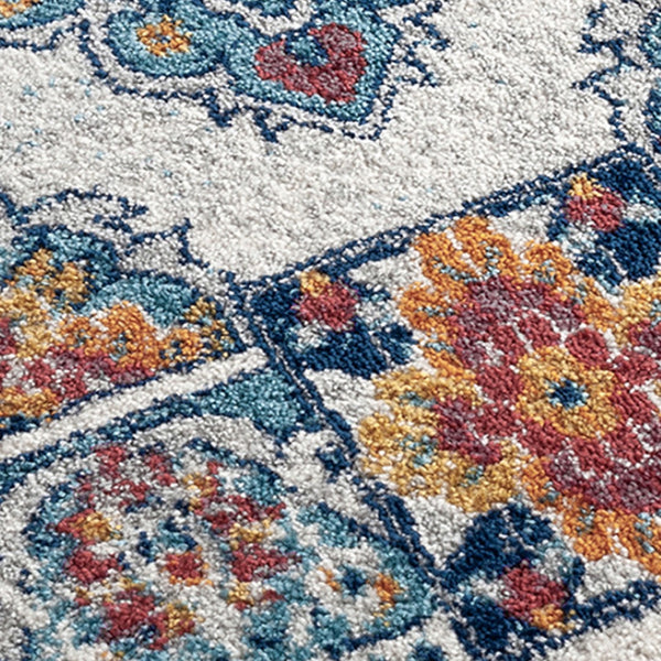 HomeRoots 5' Striking Medallion Area Rug in Blue, Red, and Orange - Durable, Pet-Friendly Design for Any Room 8' X 10' 531880