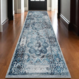 Area Rugs - Artistic Gray and Blue Medallion Design, Stain Resistant for Stylish Living Spaces