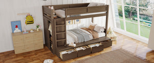 English Elm Twin Triple Bunk Bed Metal L-shaped Frame Sleeps Three Kids White Finish Brown W1580S00644