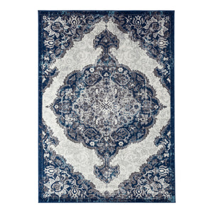 Homeroots 4' X 6' Navy And Ivory Medallion Power Loom Area Rug  Polypropylene 531908