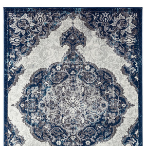Homeroots 4' X 6' Navy And Ivory Medallion Power Loom Area Rug  Polypropylene 531908