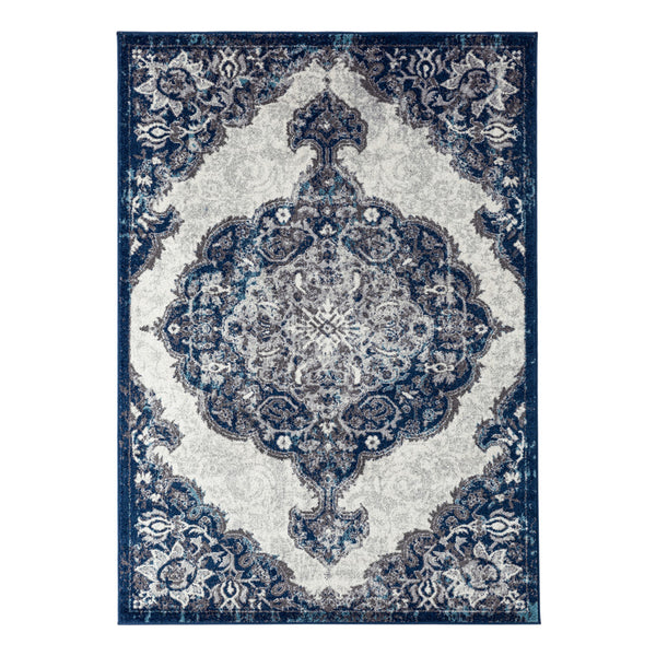 Homeroots 5' X 8' Navy And Ivory Medallion Power Loom Area Rug  Polypropylene 531910