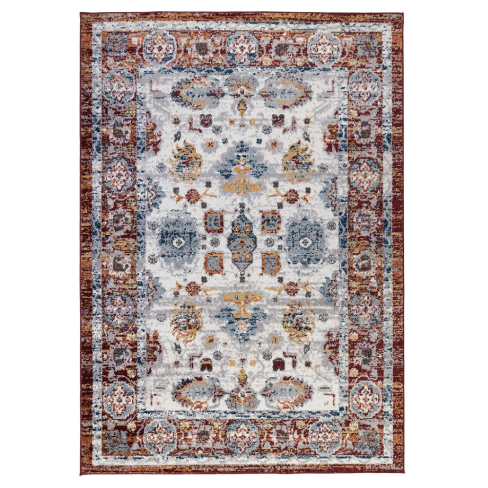 HomeRoots 9' Elegant Floral Area Rug in Ivory, Brown, and Orange - Perfect for High-Traffic Homes! 9' X 12' 531921