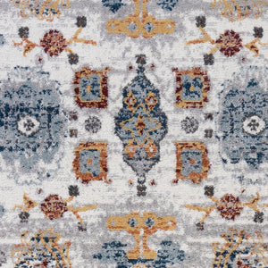 HomeRoots 9' Elegant Floral Area Rug in Ivory, Brown, and Orange - Perfect for High-Traffic Homes! 9' X 12' 531921