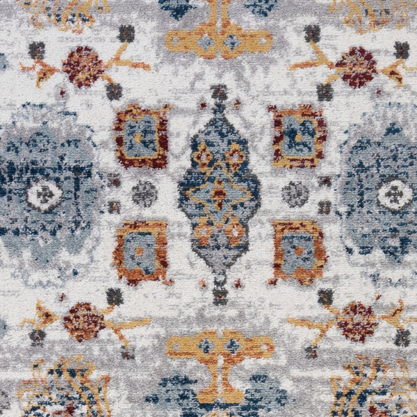 HomeRoots 9' Elegant Floral Area Rug in Ivory, Brown, and Orange - Perfect for High-Traffic Homes! 9' X 12' 531921