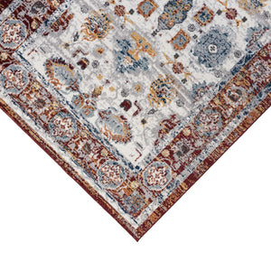 HomeRoots 9' Elegant Floral Area Rug in Ivory, Brown, and Orange - Perfect for High-Traffic Homes! 9' X 12' 531921