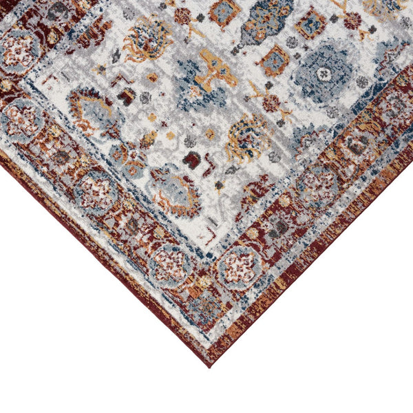 HomeRoots 9' Elegant Floral Area Rug in Ivory, Brown, and Orange - Perfect for High-Traffic Homes! 9' X 12' 531921